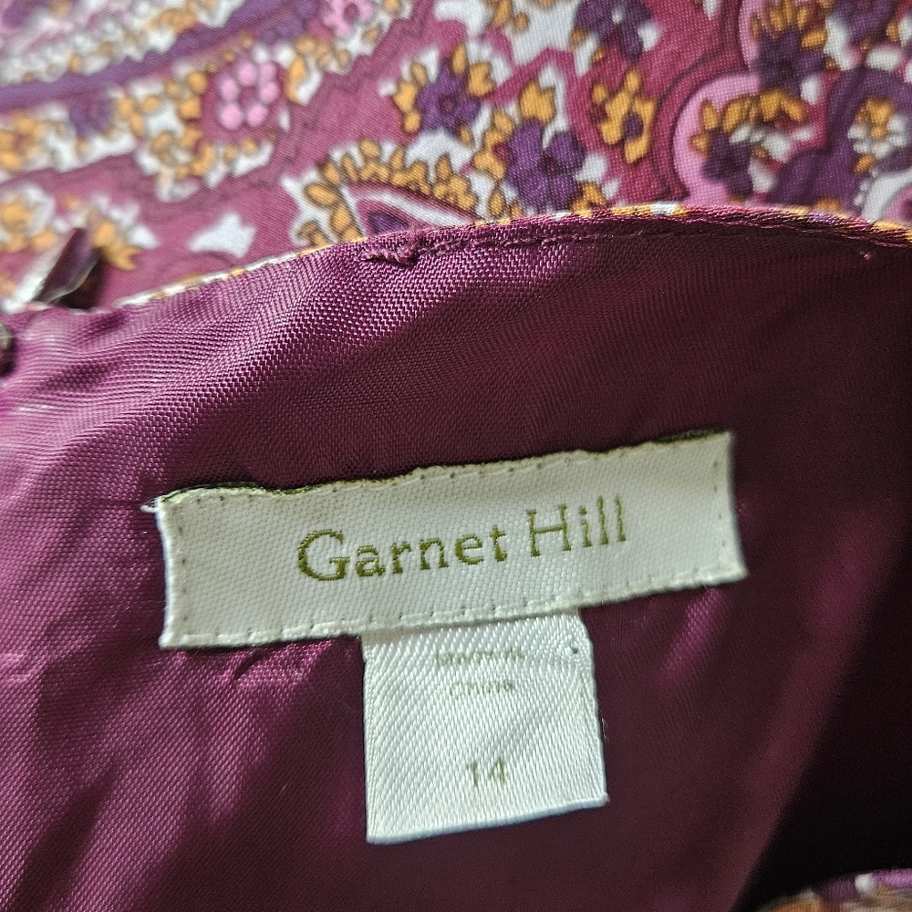 NWOT Garnet Hill purple pink floral paisley silk shift dress Womens 14 - Picture 4 of 8